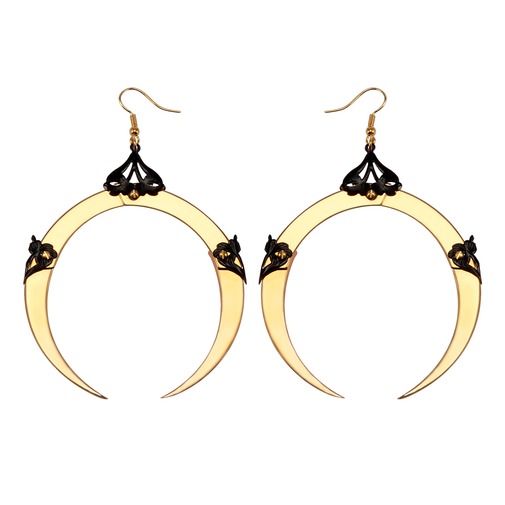 Full Moon Large Gold Dangle Earrings