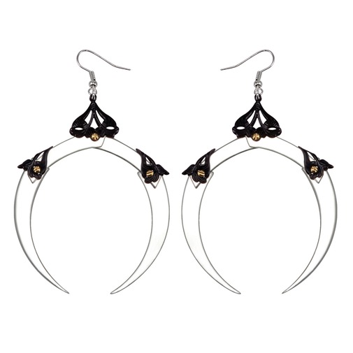 Full Moon Medium Silver Dangle Earrings