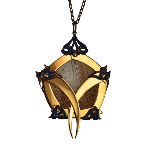 Gold Pentagon Beige Deer Cage Medallion 