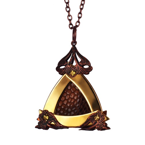 Small Gold Triangle Lizard Skin Pendant