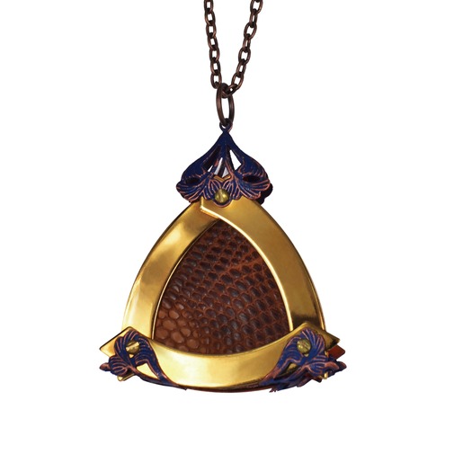 Large Gold Triangle Lizard Skin Pendant