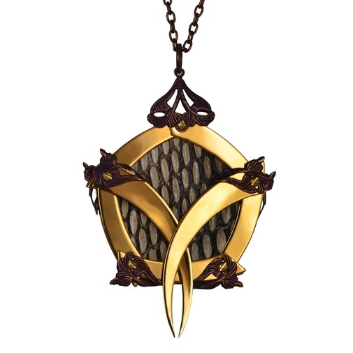 Gold Pentagon Cage Cobra Skin Medallion 