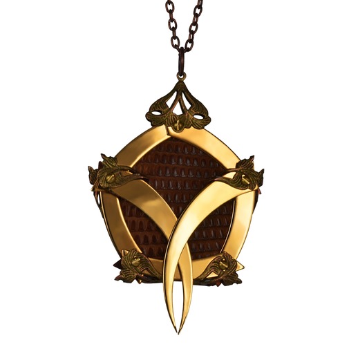 Gold Pentagon Cage Lizard Skin Medallion