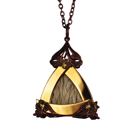 Small Gold Triangle White Horsehair Pendant