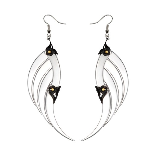 Large Silver Blade Wings Earrings