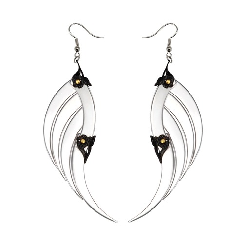 Large Silver Blade Wings Earrings