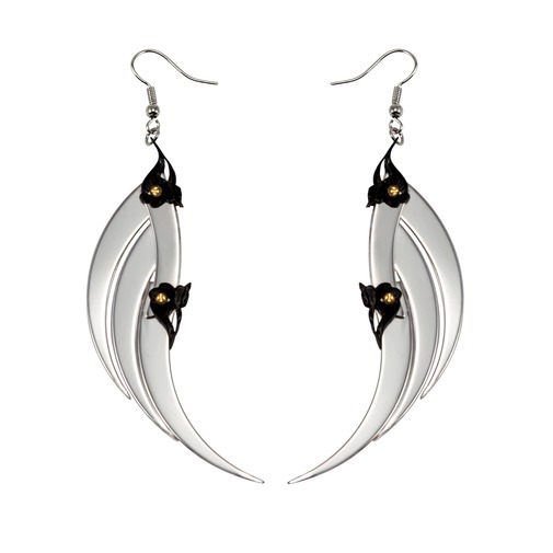 Medium Silver Blade Wings Earrings