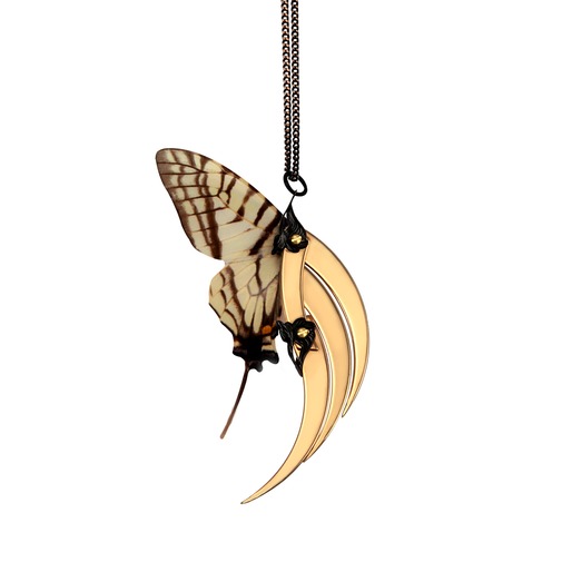 Swallowtail Butterfly Small Gold Wing Pendant 