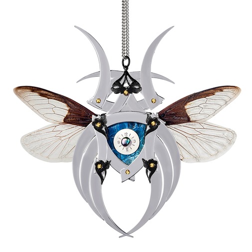 Silver Cobra and Butterfly Kabuto Necklace 