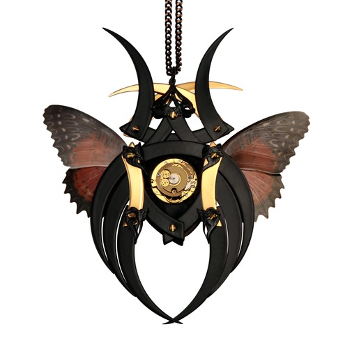 Black Crocodile and Butterfly Kabuto Necklace 