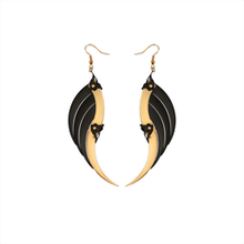 Large Gold and Black Blade Wings Earrings