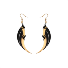 Medium Gold and Black Blade Wings Earrings