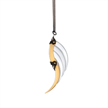 Large Gold and White Blade Wing Pendant