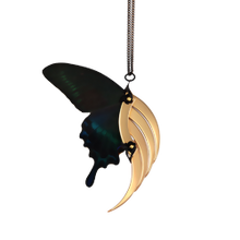 Nocturnal Butterfly Large Gold Blade Wing Pendant
