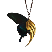 Dark Butterfly Large Gold Blade Wing Pendant