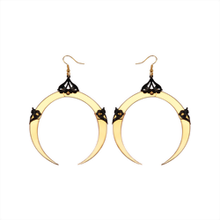 Full Moon Large Gold Dangle Earrings