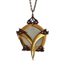 Gold Pentagon White Deer Cage Medallion