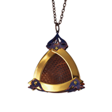 Large Gold Triangle Lizard Skin Pendant