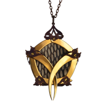 Gold Pentagon Cage Cobra Skin Medallion 