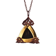 Small Gold Triangle Cognac Horsehair Pendant