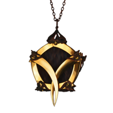 Gold Pentagon Cage Cognac Horsehair Medallion