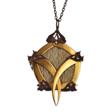 Gold Pentagon Cage White Horsehair Medallion