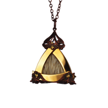 Small Gold Triangle White Horsehair Pendant