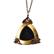 Large Gold Triangle Black Horsehair Pendant