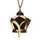 Gold Pentagon Cage Cognac Horsehair Medallion