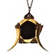 Gold Pentagon Cage Cognac Horsehair Medallion