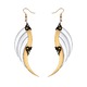 Large Gold and White Blade Wings Earrings