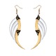 Large Gold and White Blade Wings Earrings