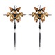 Gold Horsehair and Tiger Butterfly Kanzashi Long Dangle Earrings 