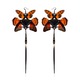 Black Python and Orange Cicada Kanzashi Long Dangle Earrings