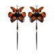 Black Python and Orange Cicada Kanzashi Long Dangle Earrings