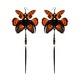 Black Python and Orange Cicada Kanzashi Long Dangle Earrings