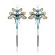 Silver Porcupine Quills and White Butterfly Kanzashi Long Dangle Earrings 