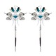 White Dragonfly and Turquoise Lizard Kanzashi Long Dangle Earrings