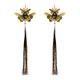 Goat fur and Jade Orange Butterfly with Pearl Black Kanzashi Long Dangle Earrings