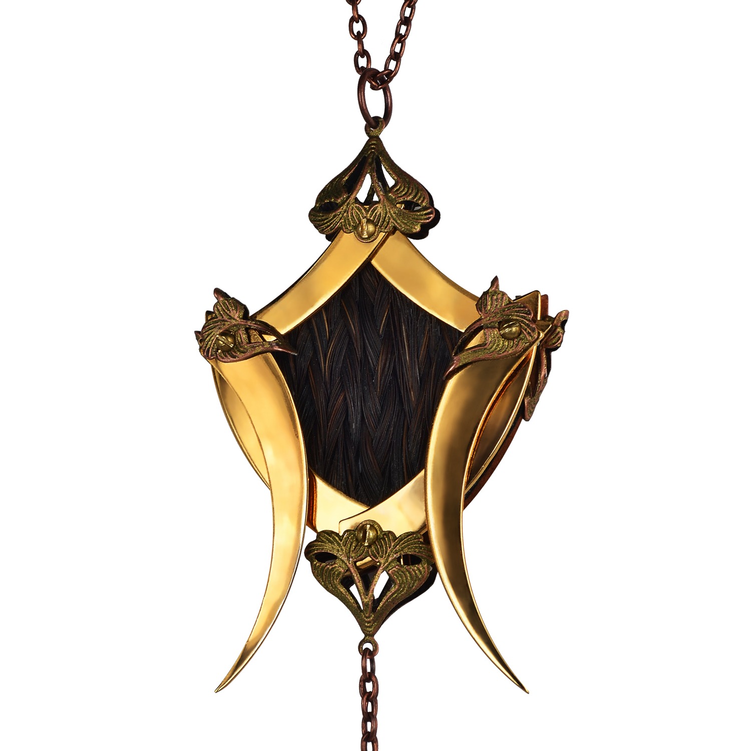 Gold Coat of Arms Cage Cognac Horsehair Medallion Harem Royal