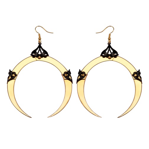 Full Moon Large Gold Dangle Earrings