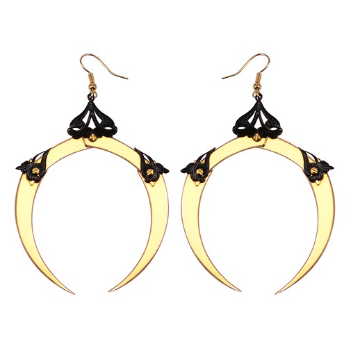 Full Moon Medium Gold Dangle Earrings