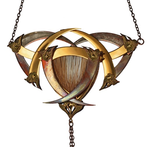 Gold and Patina Crowned Blade Shield Medallion