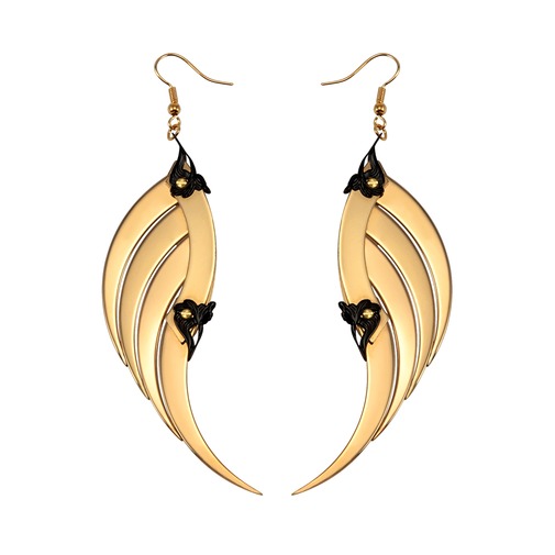 Large Gold Blade Wings Earrings