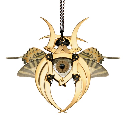 Gold Python and Butterfly Kabuto Necklace 
