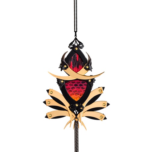 Gold and Black Jorogumo Red Cobra Necklace