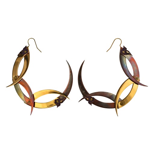 Thistle Thorns Large Gold and Copper Hoop Earrings