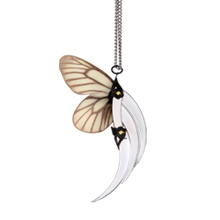 White Aporia Butterfly Small Silver Blade Wing Pendant 
