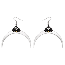 Crescent Moon Silver Dangle Earrings