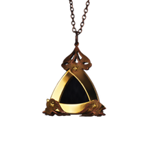 Small Gold Triangle Black Horsehair Pendant